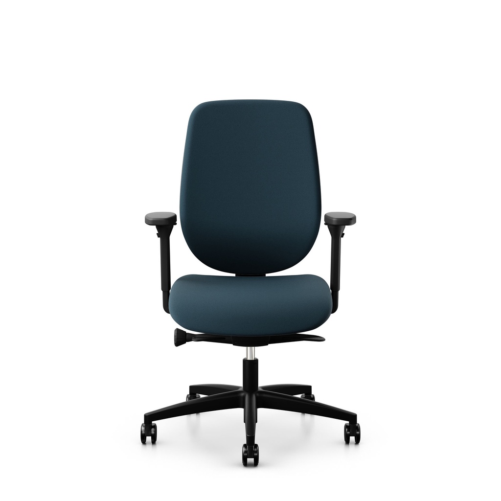 Bürostuhl Giroflex 353 (mit Polster-Rückenlehne, Blau, ohne Kopfstütze, Schwarz)
