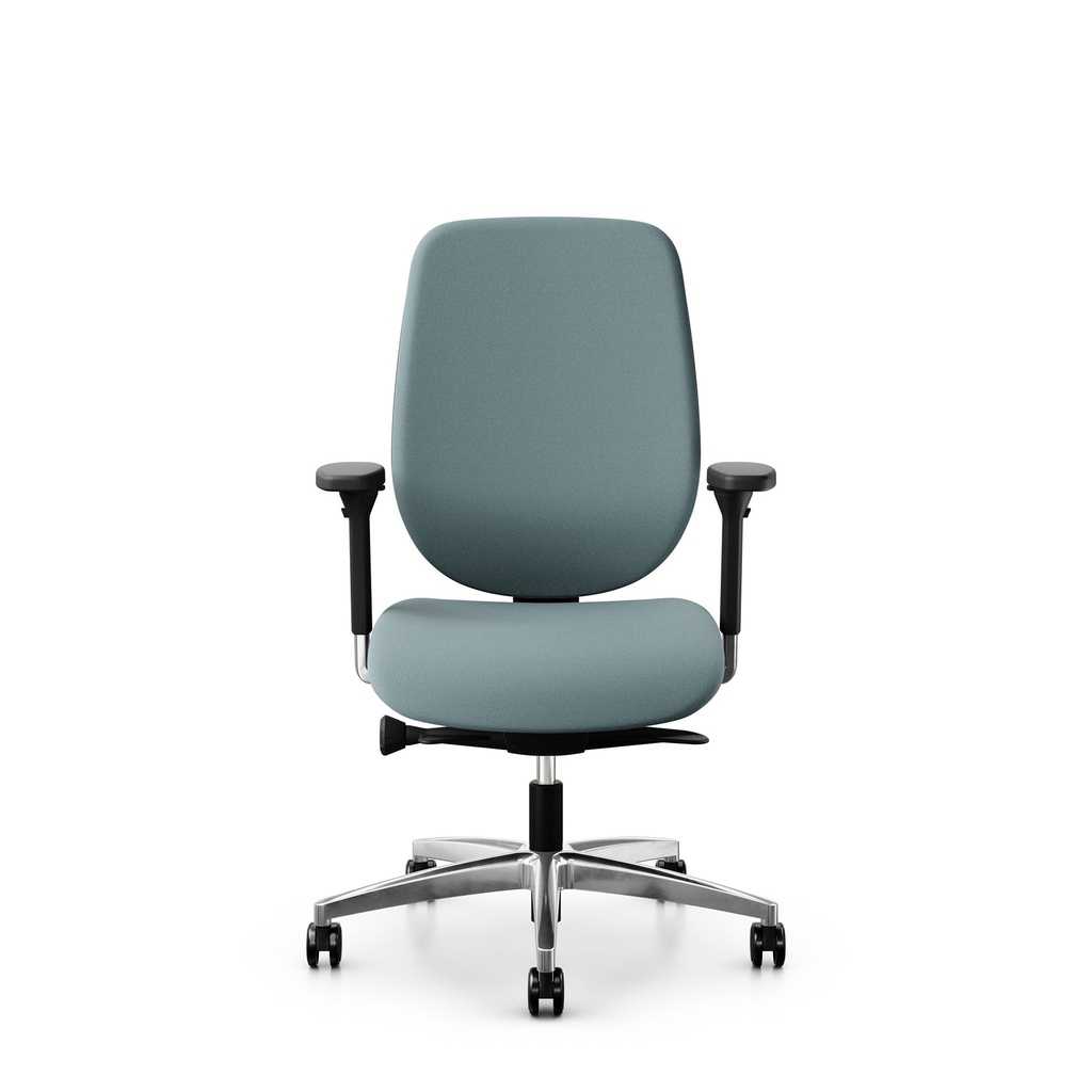 Bürostuhl Giroflex 353 (mit Polster-Rückenlehne, Hellblau, ohne Kopfstütze, Verchromt)