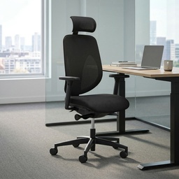Bürostuhl Giroflex 353-4029 (Schwarz, Neu, mit 2D Armlehnen, mit Kopfstütze)