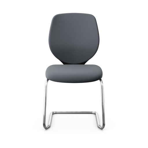 Freischwinger Konferenzstuhl Giroflex 353 (Neu, mit Polster-Rückenlehne, Grau, Verchromt, ohne Armlehnen)
