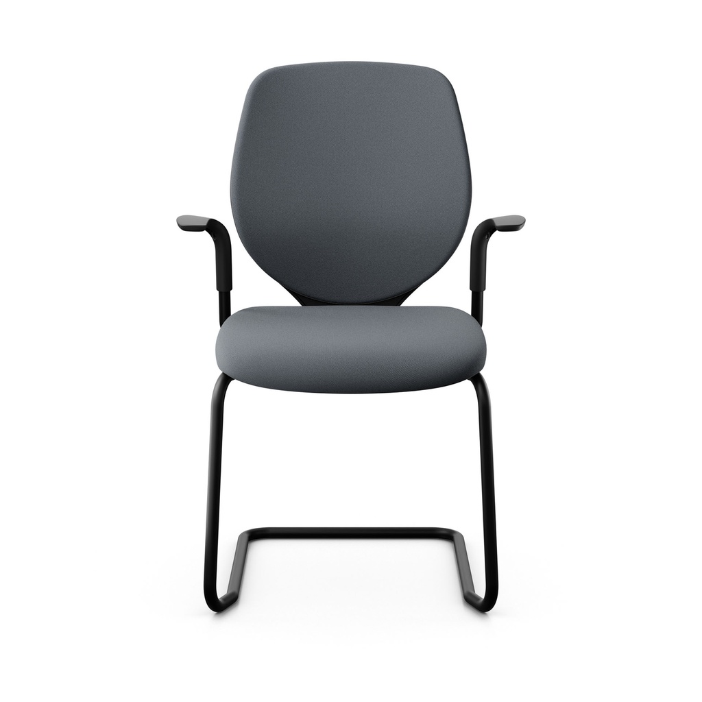 Freischwinger Konferenzstuhl Giroflex 353 (Neu, mit Polster-Rückenlehne, Grau, Schwarz, mit Fixarmlehnen)