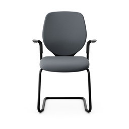 Freischwinger Konferenzstuhl Giroflex 353 (Neu, mit Polster-Rückenlehne, Grau, Schwarz, mit Fixarmlehnen)