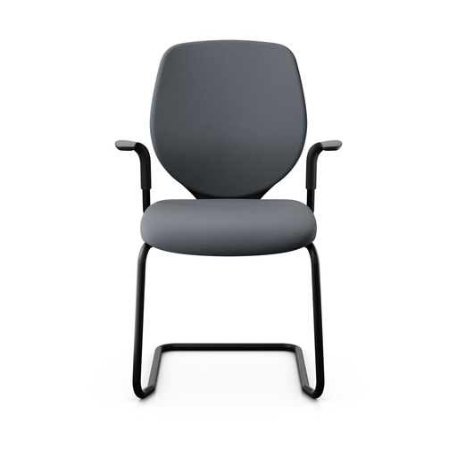 Freischwinger Konferenzstuhl Giroflex 353 (Neu, mit Polster-Rückenlehne, Grau, Schwarz, mit Fixarmlehnen)