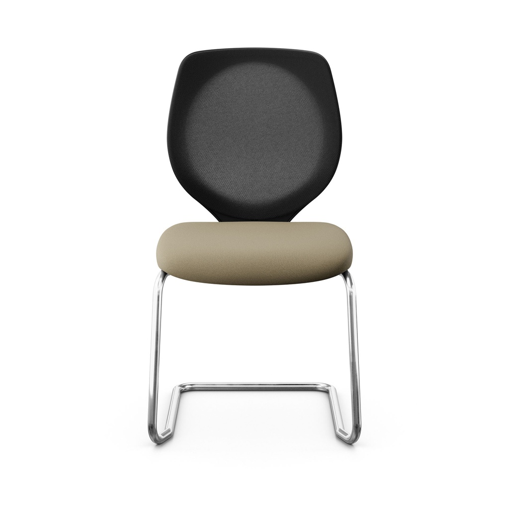Freischwinger Konferenzstuhl Giroflex 353 (Neu, mit Netz-Rückenlehne, Hellbraun, Verchromt, ohne Armlehnen)