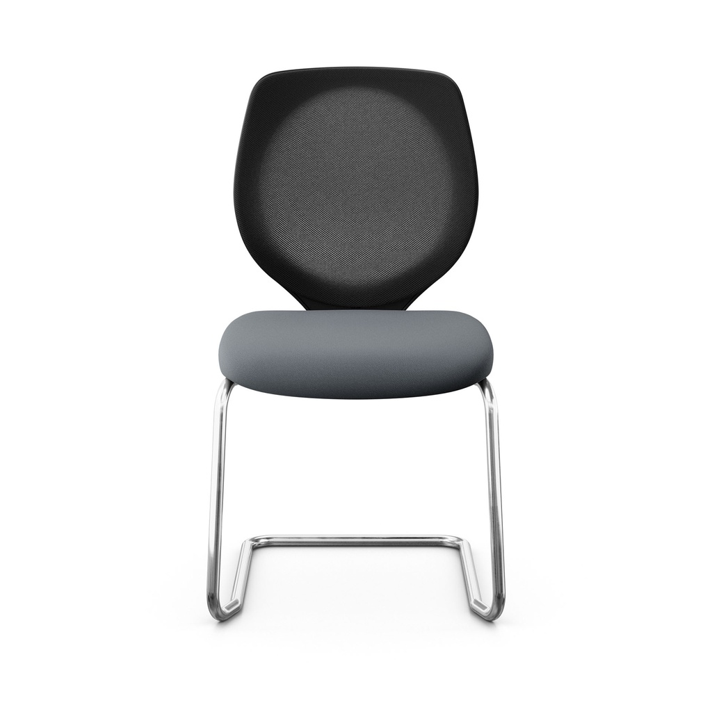 Freischwinger Konferenzstuhl Giroflex 353 (Neu, mit Netz-Rückenlehne, Grau, Verchromt, ohne Armlehnen)