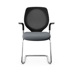 Freischwinger Konferenzstuhl Giroflex 353 (Neu, mit Netz-Rückenlehne, Grau, Verchromt, mit Fixarmlehnen)