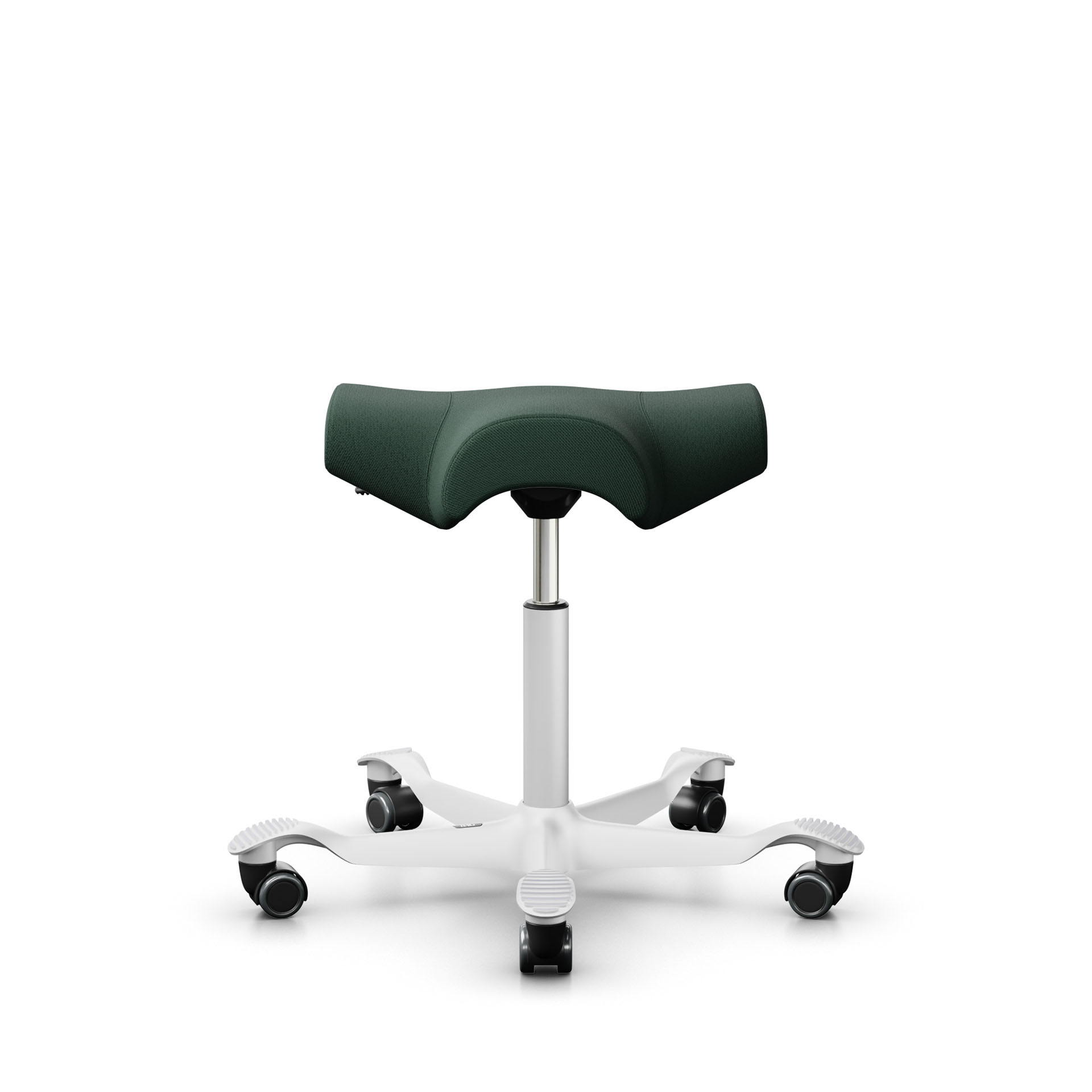 Image of Sattelhocker HAG Capisco 8105 Dunkelgrün/Weiss, Hartbodenrollen, Dynamisches Sitzen - optimal für gesundes Sitzen