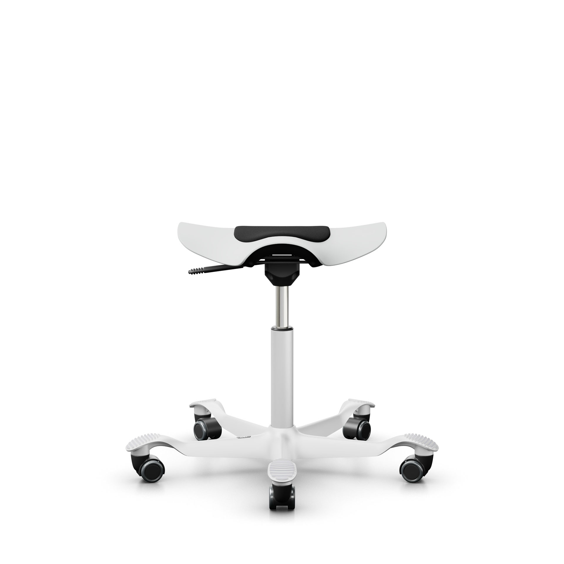 Saddle stool HAG Capisco Puls 8001 White/White, Hard floor castors, Dynamic sitting - ideal for healthy sitting
