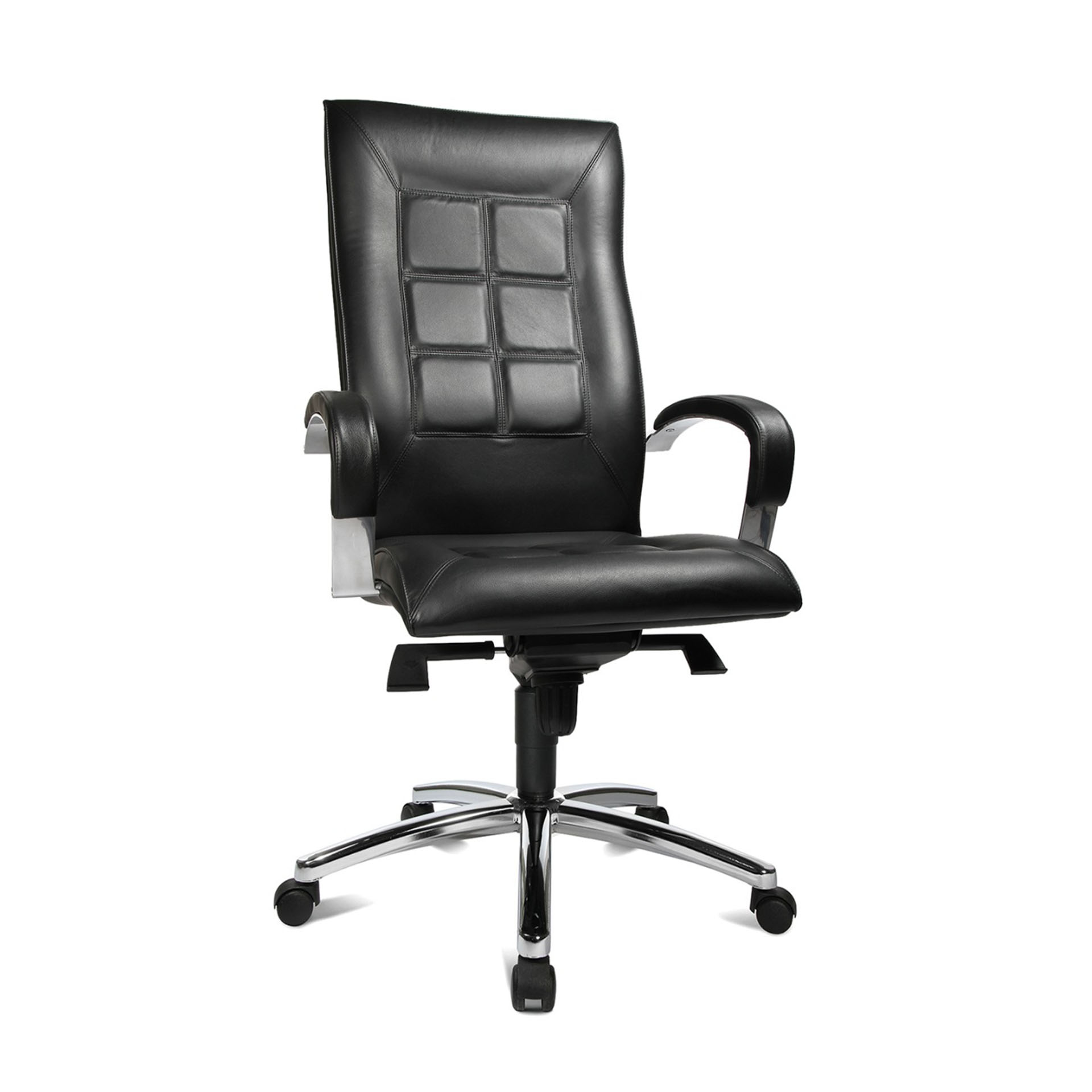 Topstar Chairman 45 executive chair with fixed armrests, Black/Chrome-plated, New, Ergonomic chair - ideal for flexible working