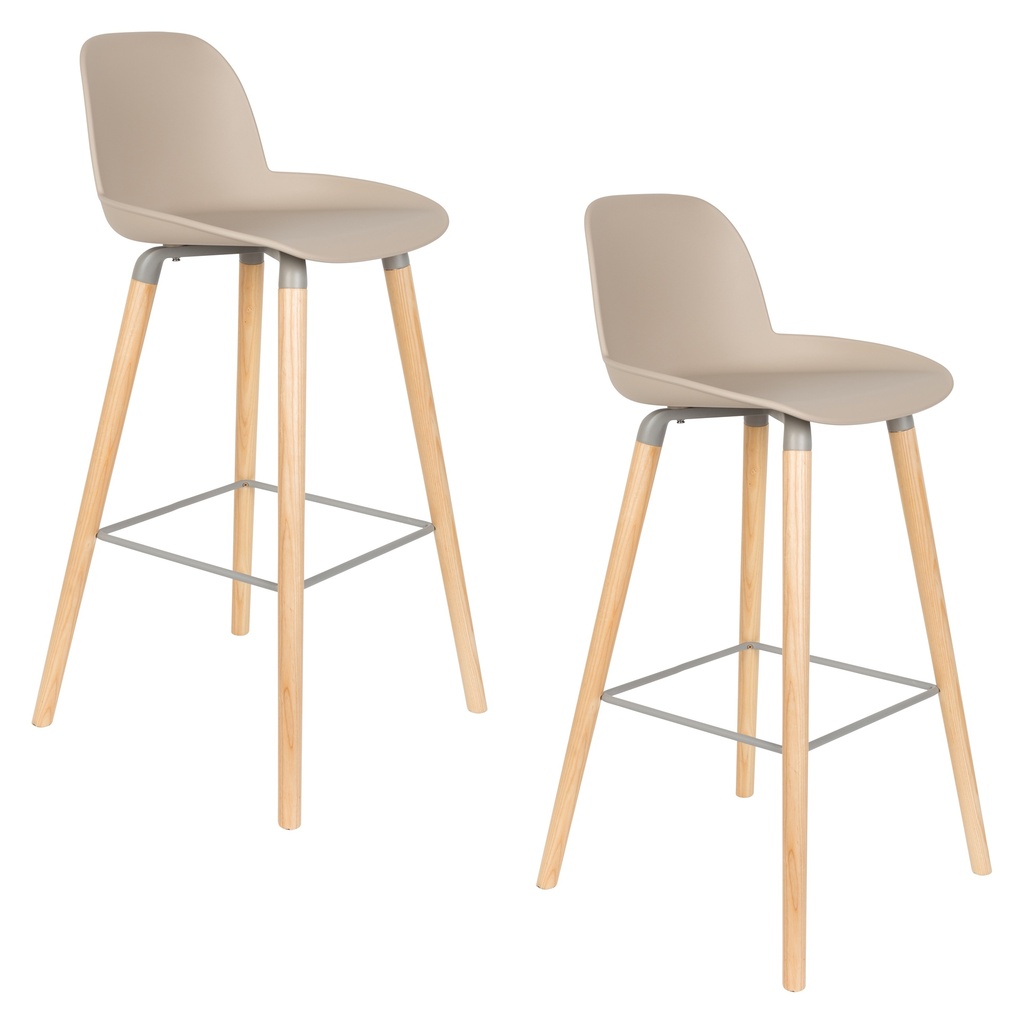 Image of Bar Hocker Zuiver Albert Kuip - 2er Set, Taupe/Holz, Neu, Tresenhocker - Praktisch & Komfortabel