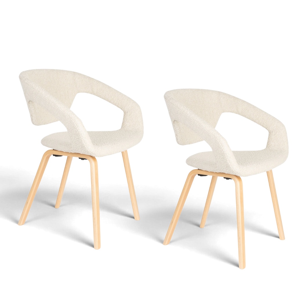Esszimmerstuhl Zuiver Flexback Boucle - 2er Set (Beige)