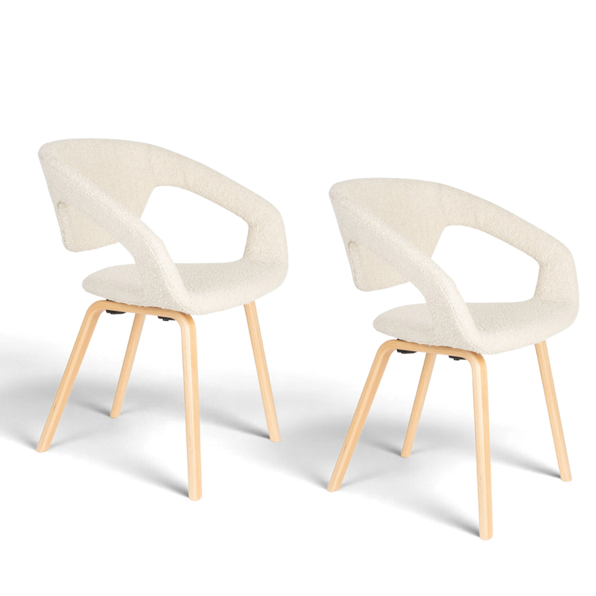 Image of Esszimmerstuhl Zuiver Flexback Boucle - 2er Set Beige, Neu – Perfekt für Büro und Empfang