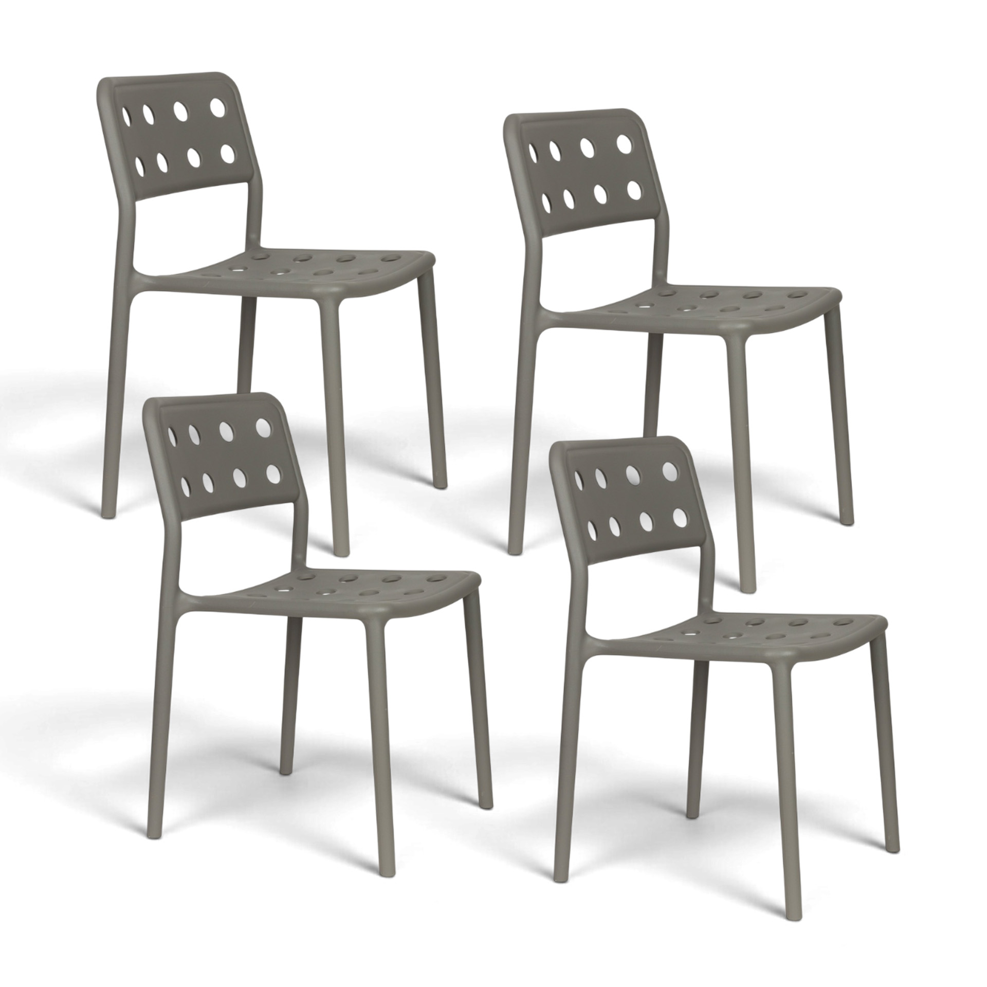 Image of Stapelbarer Design Gartenstuhl Serra – 4er Set, Grau, Neu - Modern & Wetterfest