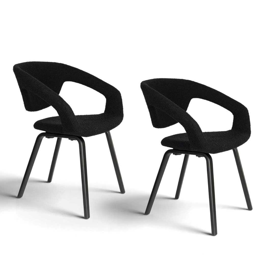 Esszimmerstuhl Zuiver Flexback Boucle - 2er Set (Schwarz)