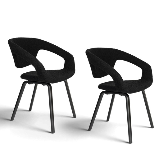 Esszimmerstuhl Zuiver Flexback Boucle - 2er Set (Schwarz)