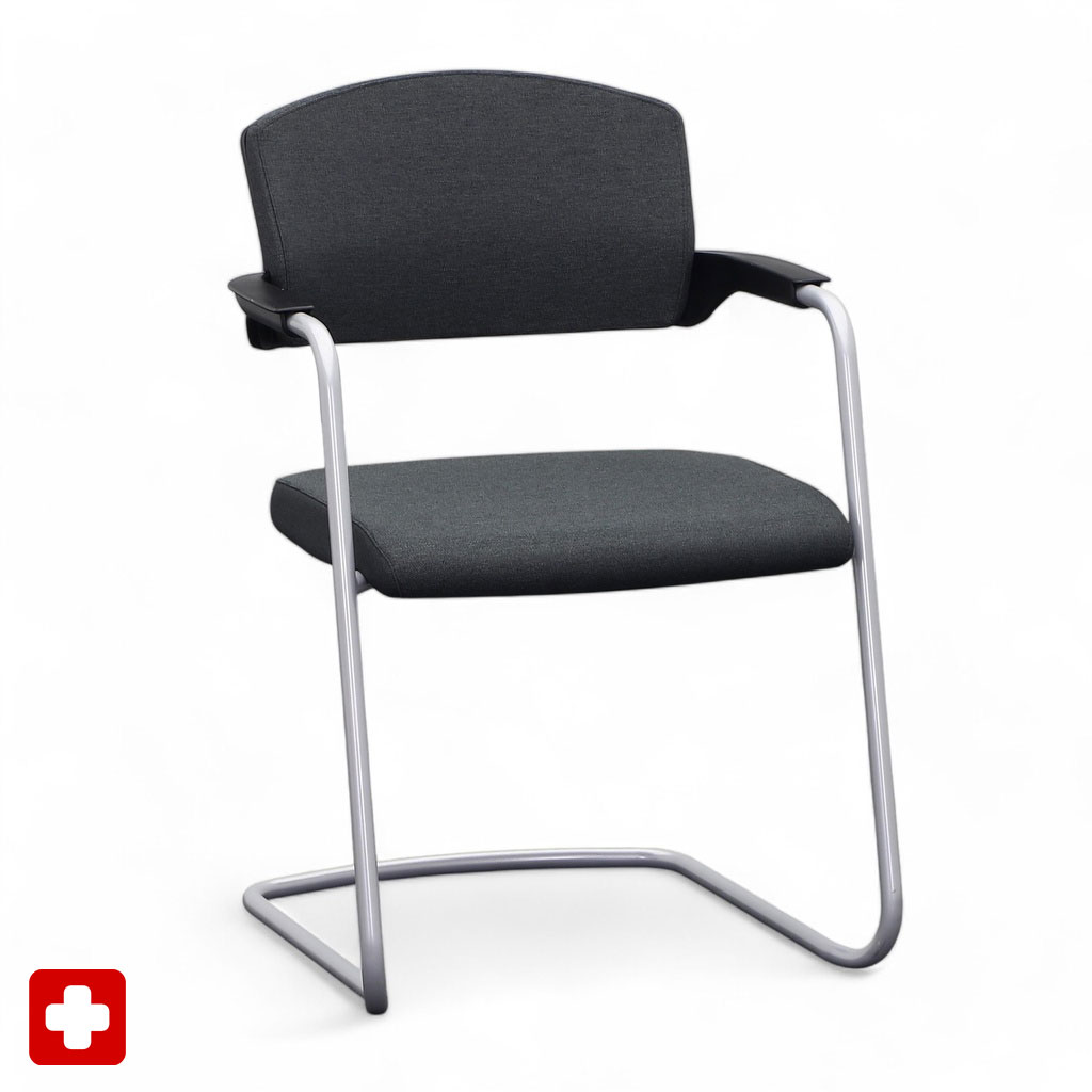 Freischwinger Konferenzstuhl Sitag EL100 Anthrazit mit Fixarmlehnen, Freischwinger, Neu - Perfekt für Besucher und Gäste