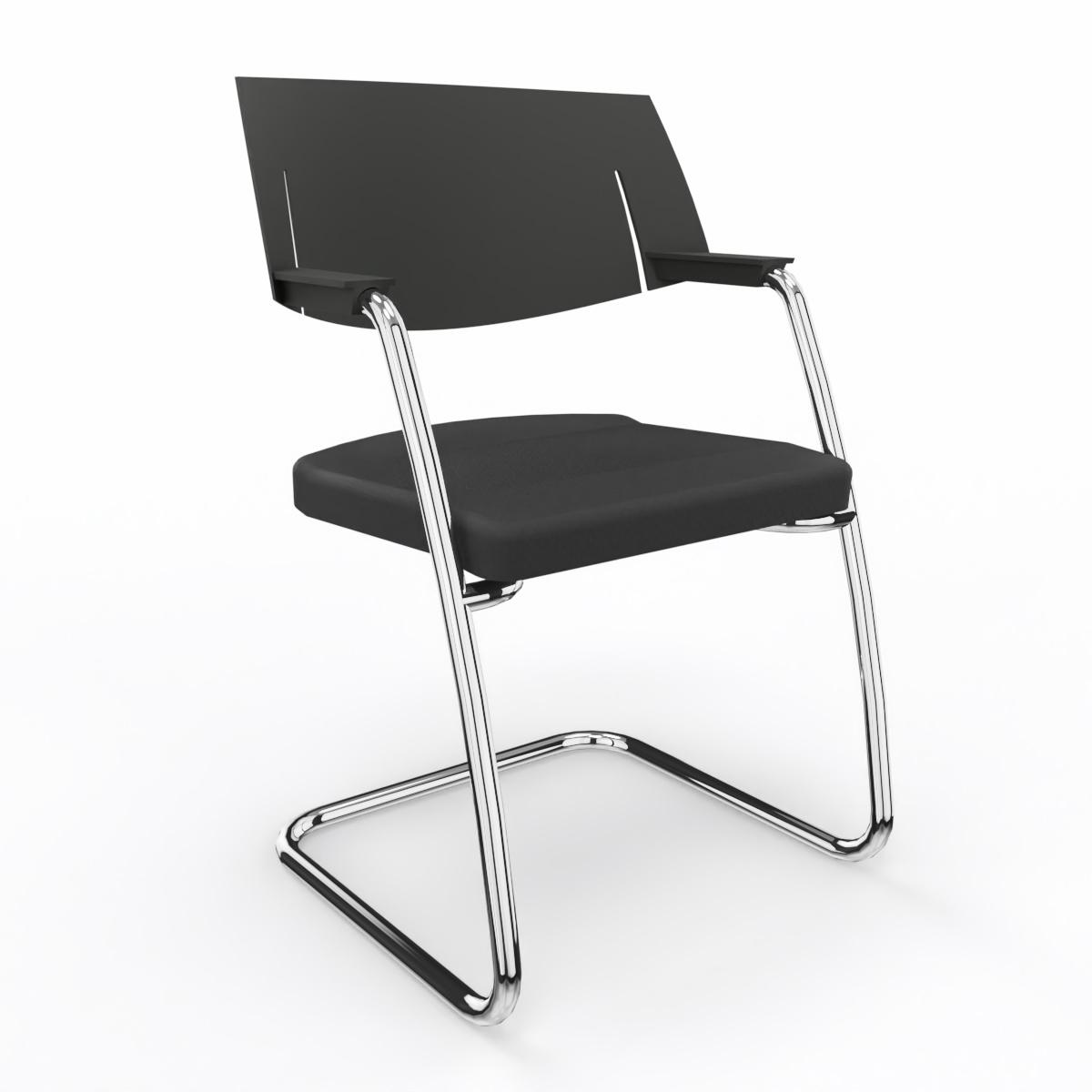 Freischwinger LAS HELLO Schwarz mit Fixarmlehnen, Freischwinger-Gestell, Neu - Perfekt für Besucher und Gäste