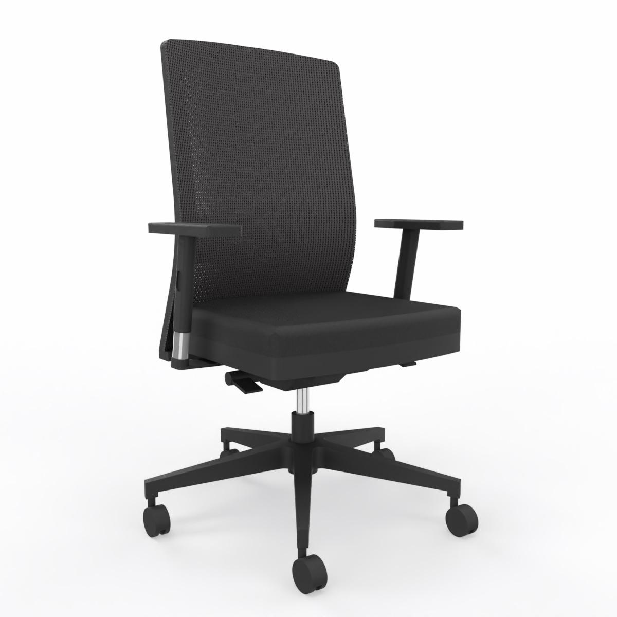 Sedia girevole da ufficio LAS HELLO con braccioli 1D, Nero, Nuovo, Sedia ergonomica - ideale per un lavoro flessibile