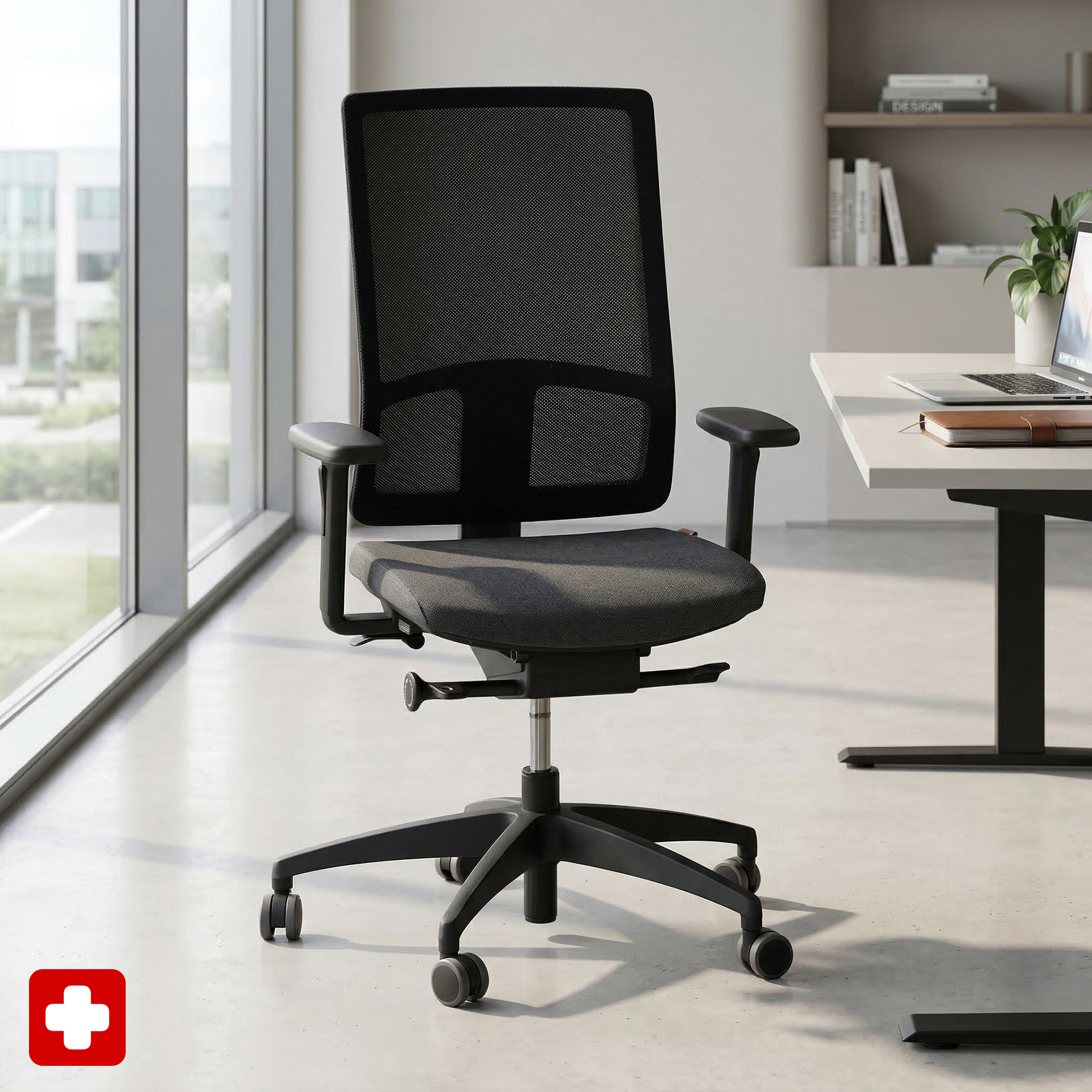 Bürostuhl SitagPoint Tec 2 Mesh swissmade mit 2D Armlehnen, Anthrazit, Neu, Ergonomischer Stuhl - ideal für flexibles Arbeiten
