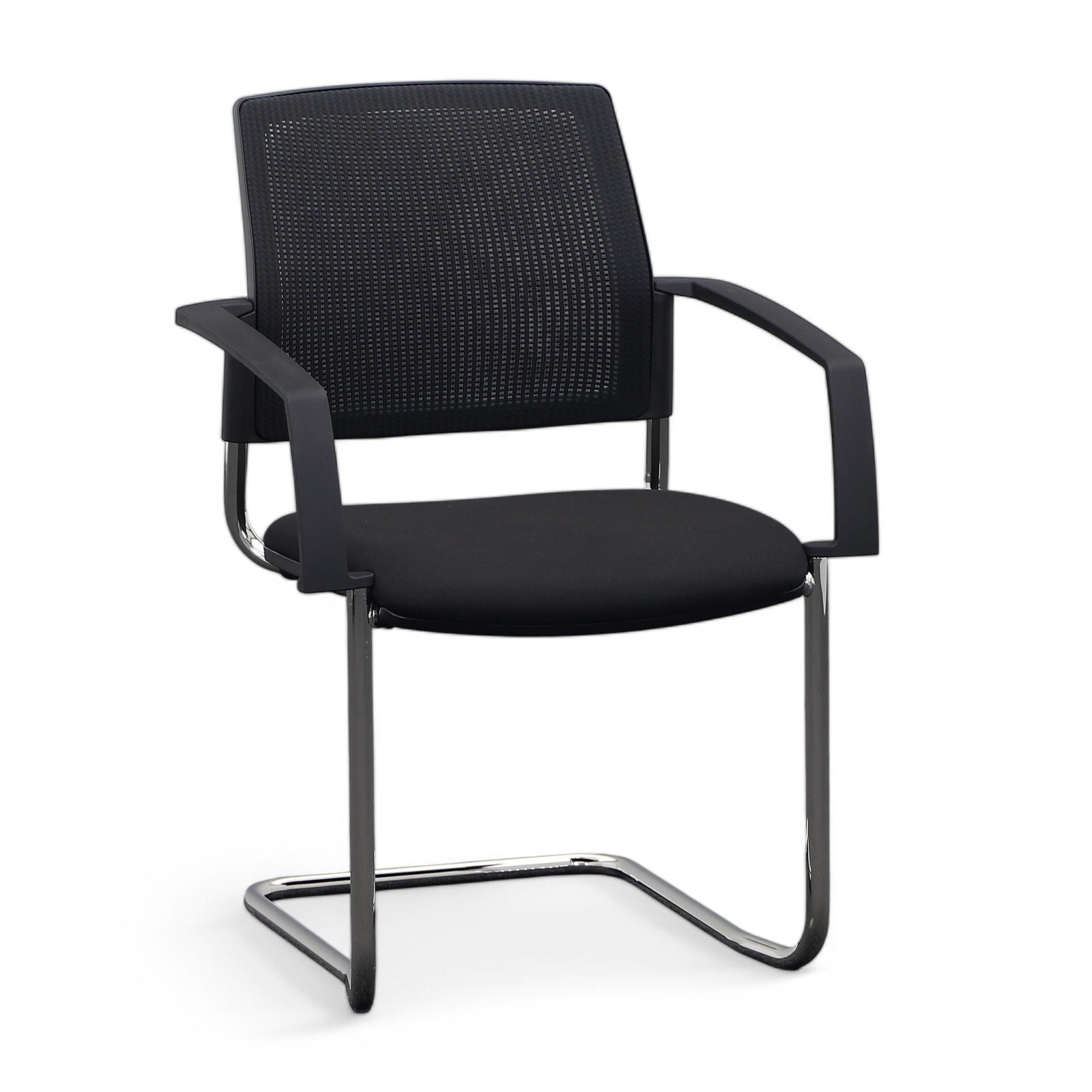 Freischwinger Chairzone Self One Visit 30 Schwarz mit Fixarmlehnen, Freischwinger-Gestell, Neu - Perfekt für Besucher und Gäste