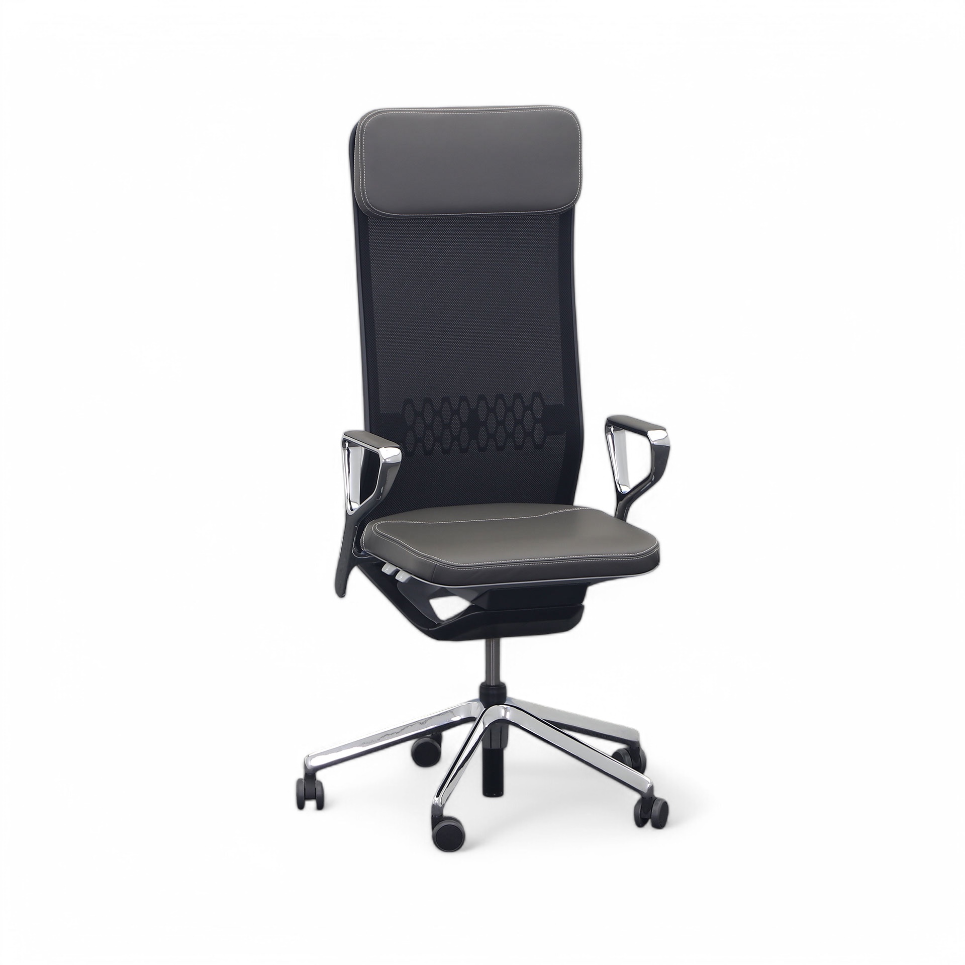 Sedia direzionale SitagTeam Highback Mesh swissmade con braccioli ad anello, Grigio, Nuovo, Sedia ergonomica - ideale per un lavoro flessibile
