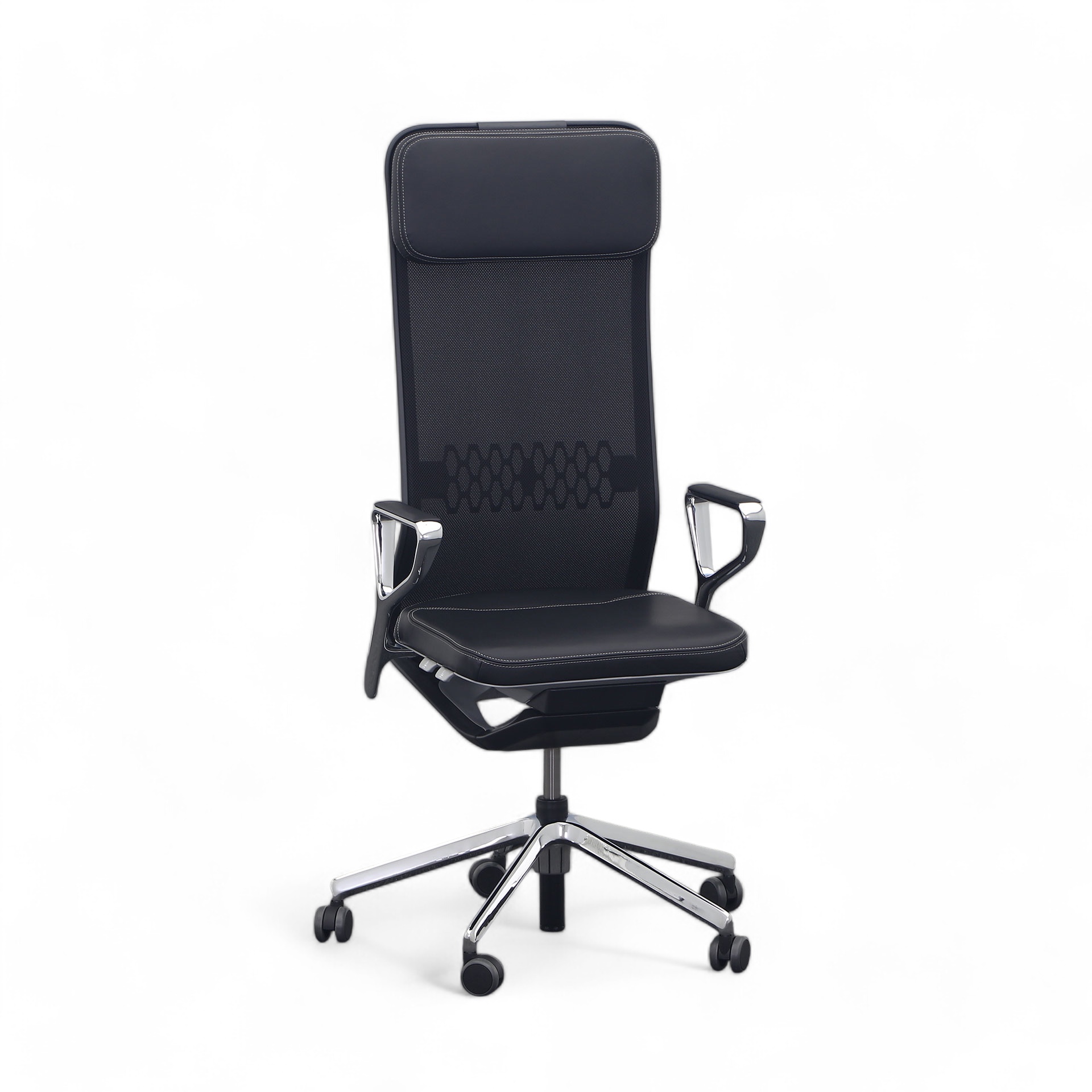 Sedia direzionale SitagTeam Highback Mesh swissmade con braccioli ad anello, Nero, Nuovo, Sedia ergonomica - ideale per un lavoro flessibile