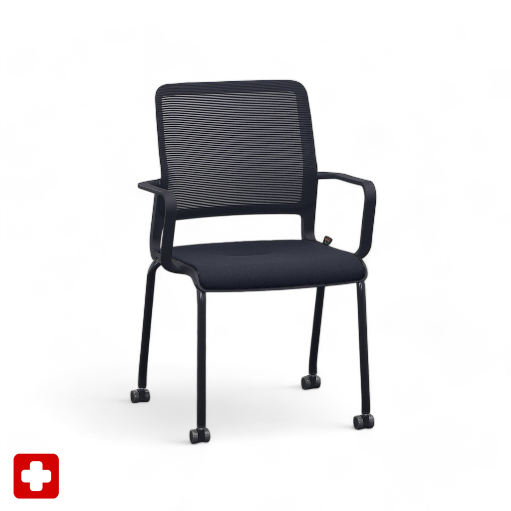 4-Fuss Stühle Sitag SitagXilium Mesh Schwarz mit Fixarmlehnen, Neu – Perfekt für Büro und Empfang