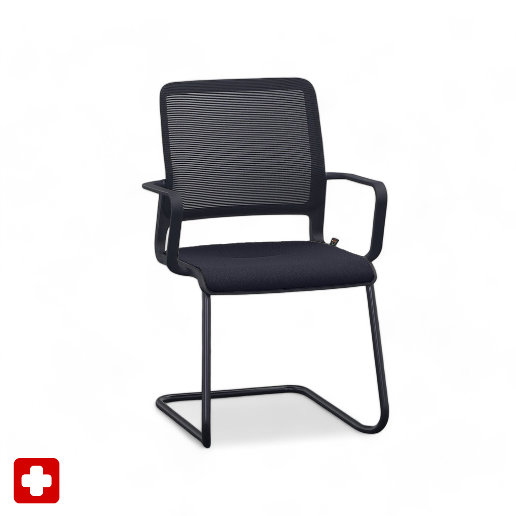 Freischwinger Sitag SitagXilium Mesh Schwarz mit Fixarmlehnen, Freischwinger-Gestell, Neu - Perfekt für Besucher und Gäste