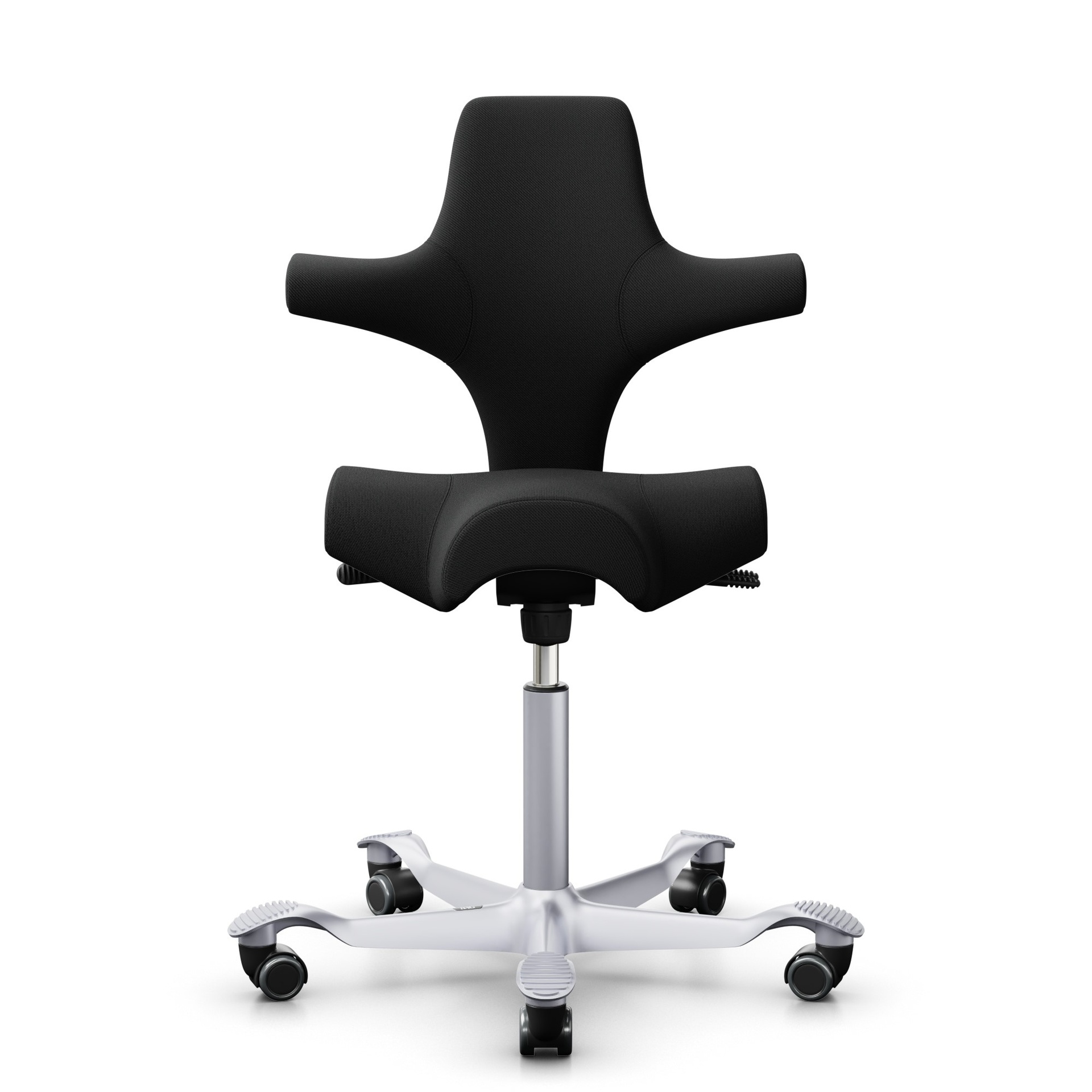 Sedia a sella HAG Capisco 8106 senza braccioli, Nero/Grigio argento, Nuovo, Sedia ergonomica - ideale per un lavoro flessibile