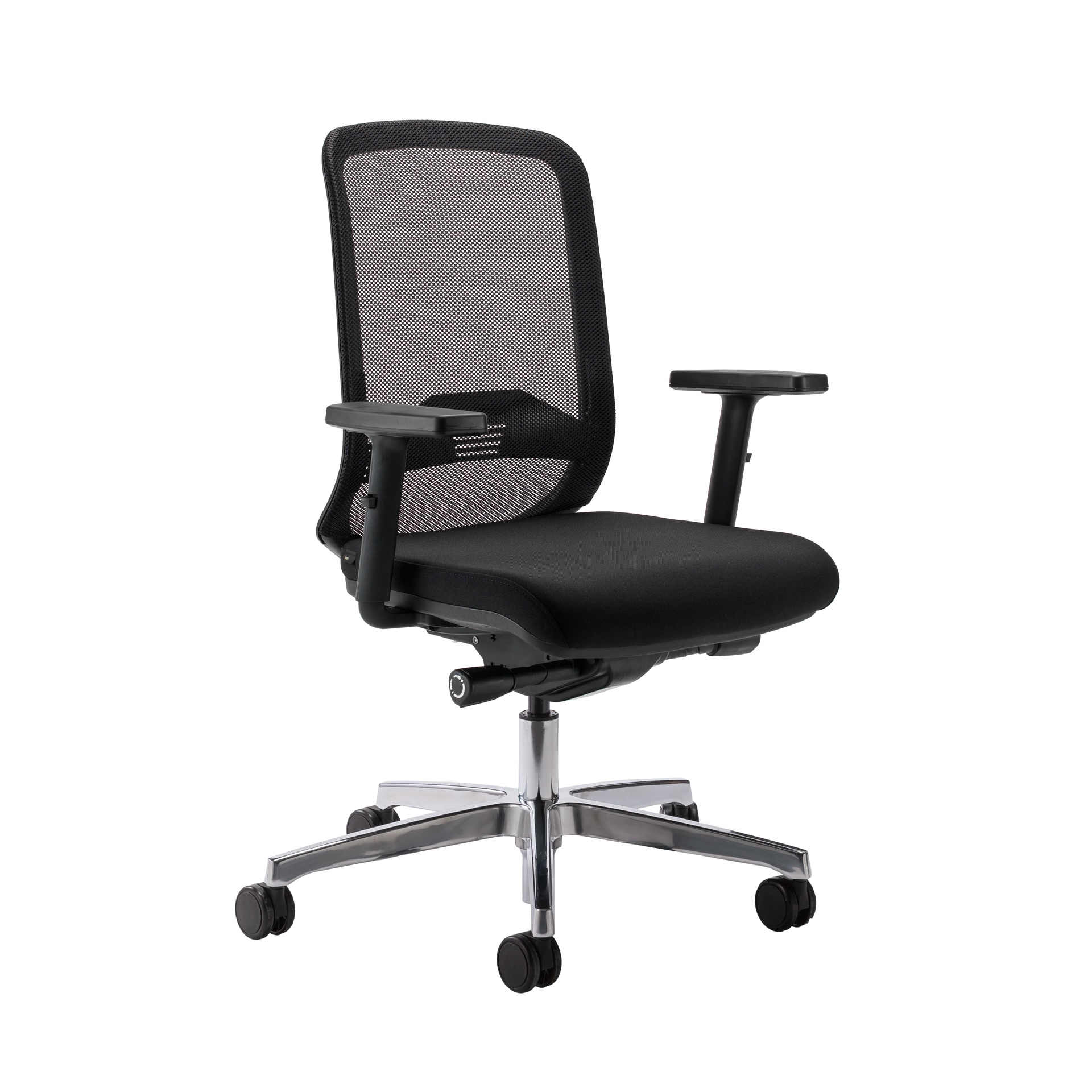 Bürostuhl Milani Bali Mesh mit 2D Armlehnen, Schwarz/Verchromt, Neu, Ergonomischer Stuhl - ideal für flexibles Arbeiten