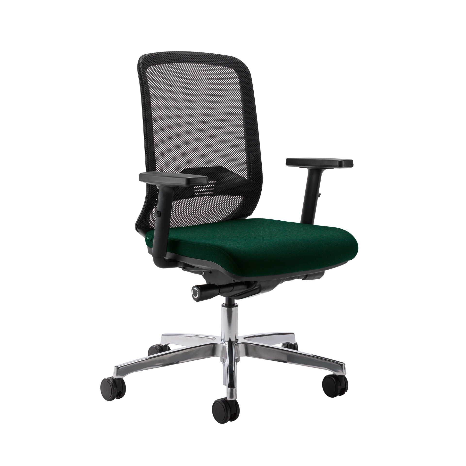 Sedia da ufficio Milani Bali con braccioli 2D, Verde scuro/Cromato, Nuovo, Sedia ergonomica - ideale per un lavoro flessibile