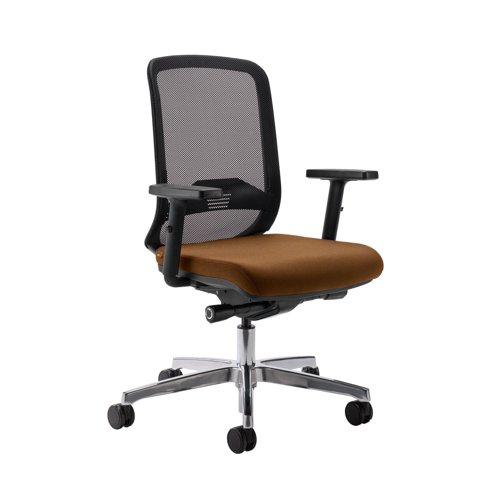 Image of Bürostuhl Milani Bali Mesh mit 2D Armlehnen, Braun/Verchromt, Neu, Ergonomischer Stuhl - ideal für flexibles Arbeiten