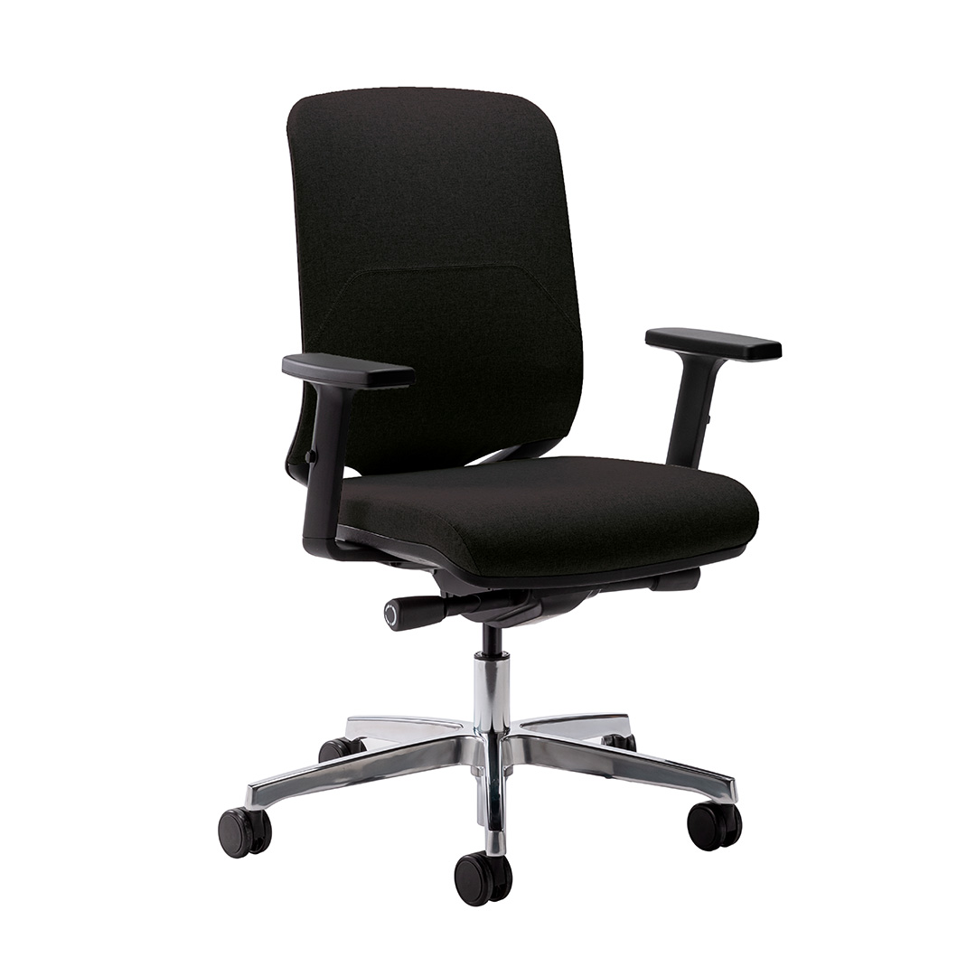 Sedia da ufficio Milani Bali con braccioli 2D, Nero/Cromato, Nuovo, Sedia ergonomica - ideale per un lavoro flessibile