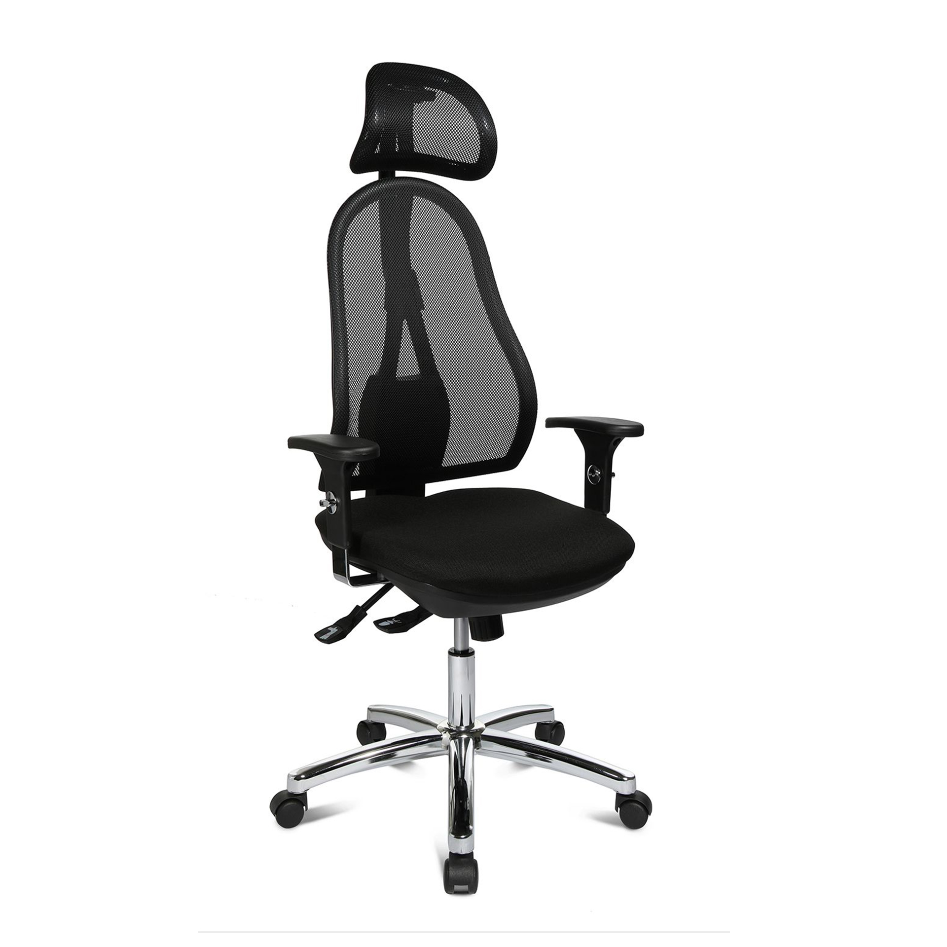 Office chair Topstar High Life with 1D armrests, Black/Black, New, Ergonomic chair - ideal for flexible working