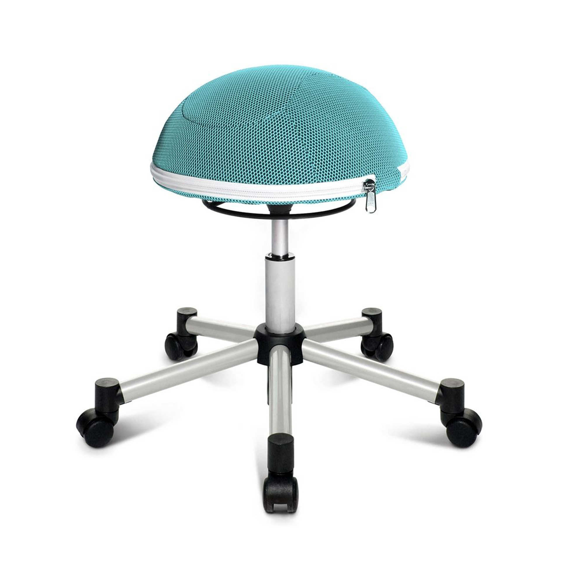 Office stool Topstar Sitness Half Ball Light blue/Silver gray, Carpet castors, Dynamic sitting - ideal for healthy sitting