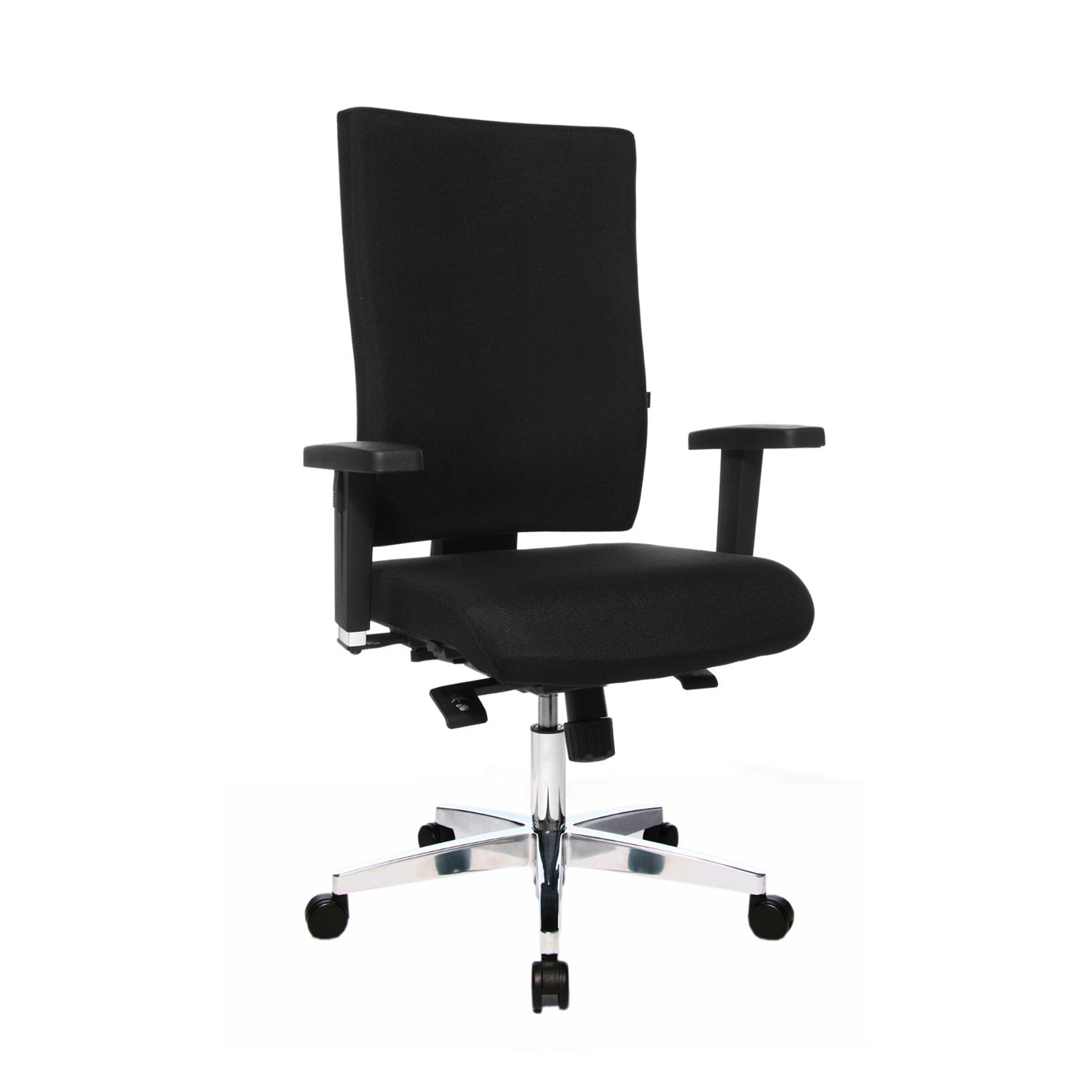 Sedia da ufficio Topstar Light Star 20 X con braccioli 2D, Nero/Cromato, Nuovo, Sedia ergonomica - ideale per un lavoro flessibile