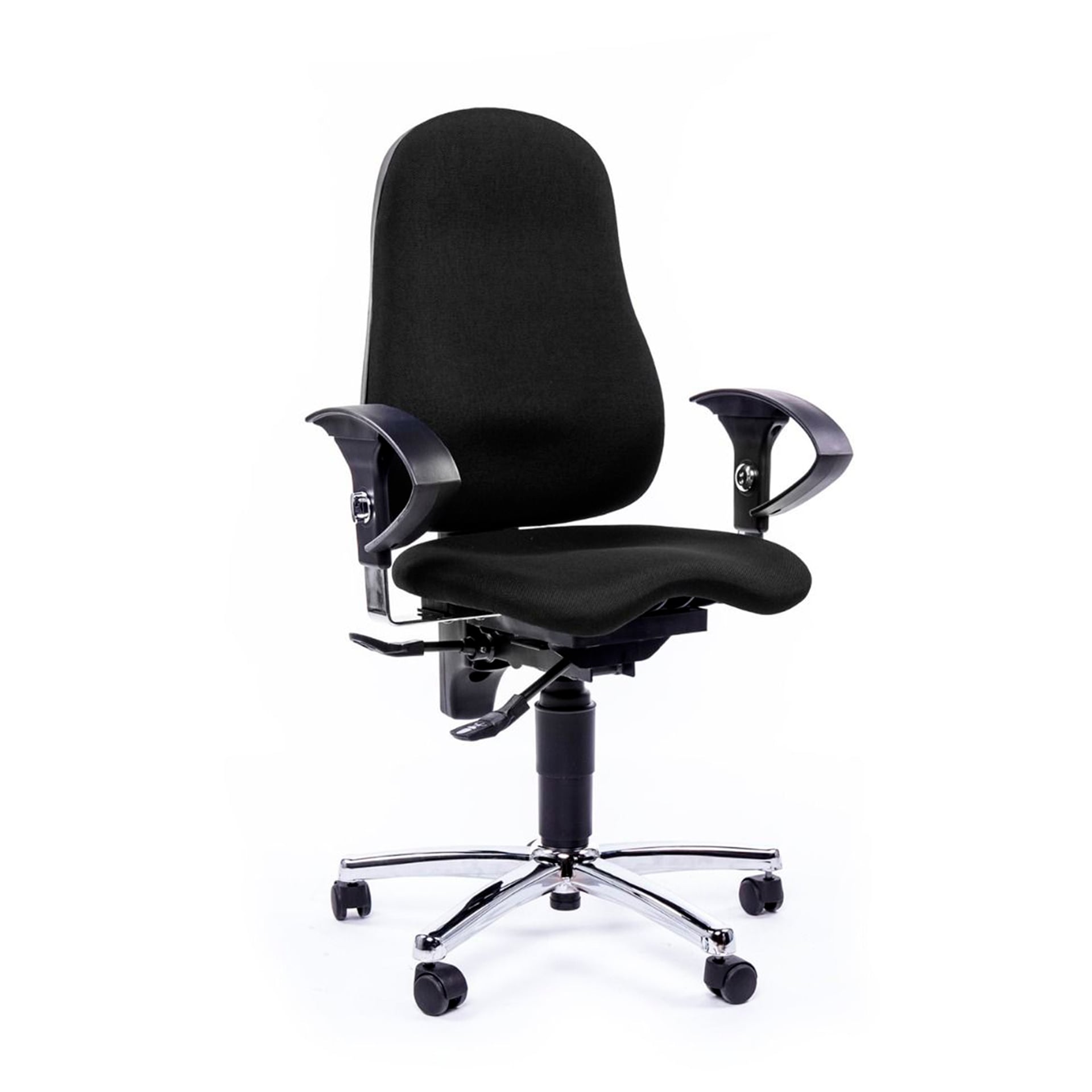 Office chair Topstar Sitness 10 with 1D armrests, Black/Chrome-plated, New, Ergonomic chair - ideal for flexible working