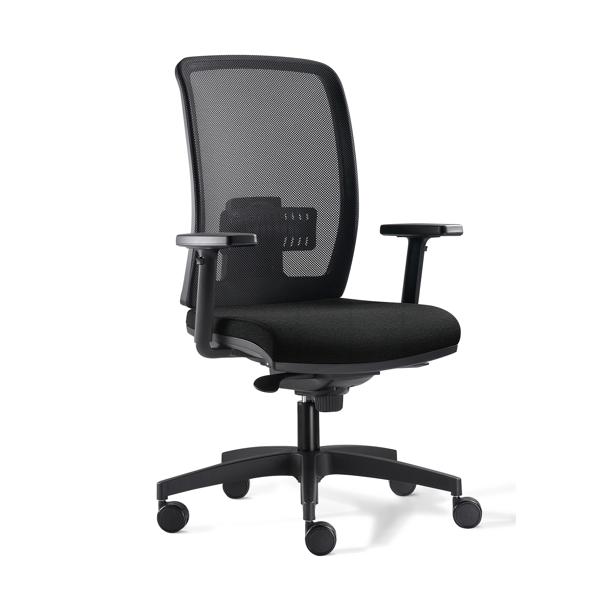 Image of Bürostuhl Milani Cometa Mesh mit 1D Armlehnen, Schwarz/Schwarz, Neu, Ergonomischer Stuhl - ideal für flexibles Arbeiten