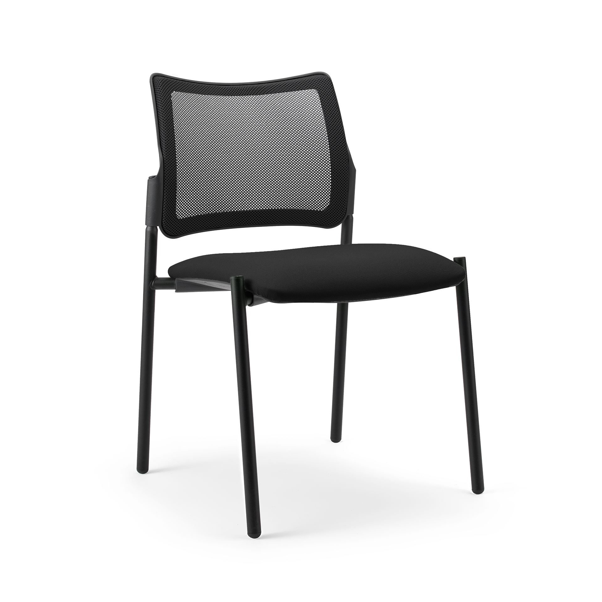 4-Fuss Stuhl Milani Maia Mesh Schwarz/Schwarz ohne Armlehnen, Neu – Perfekt für Büro und Empfang